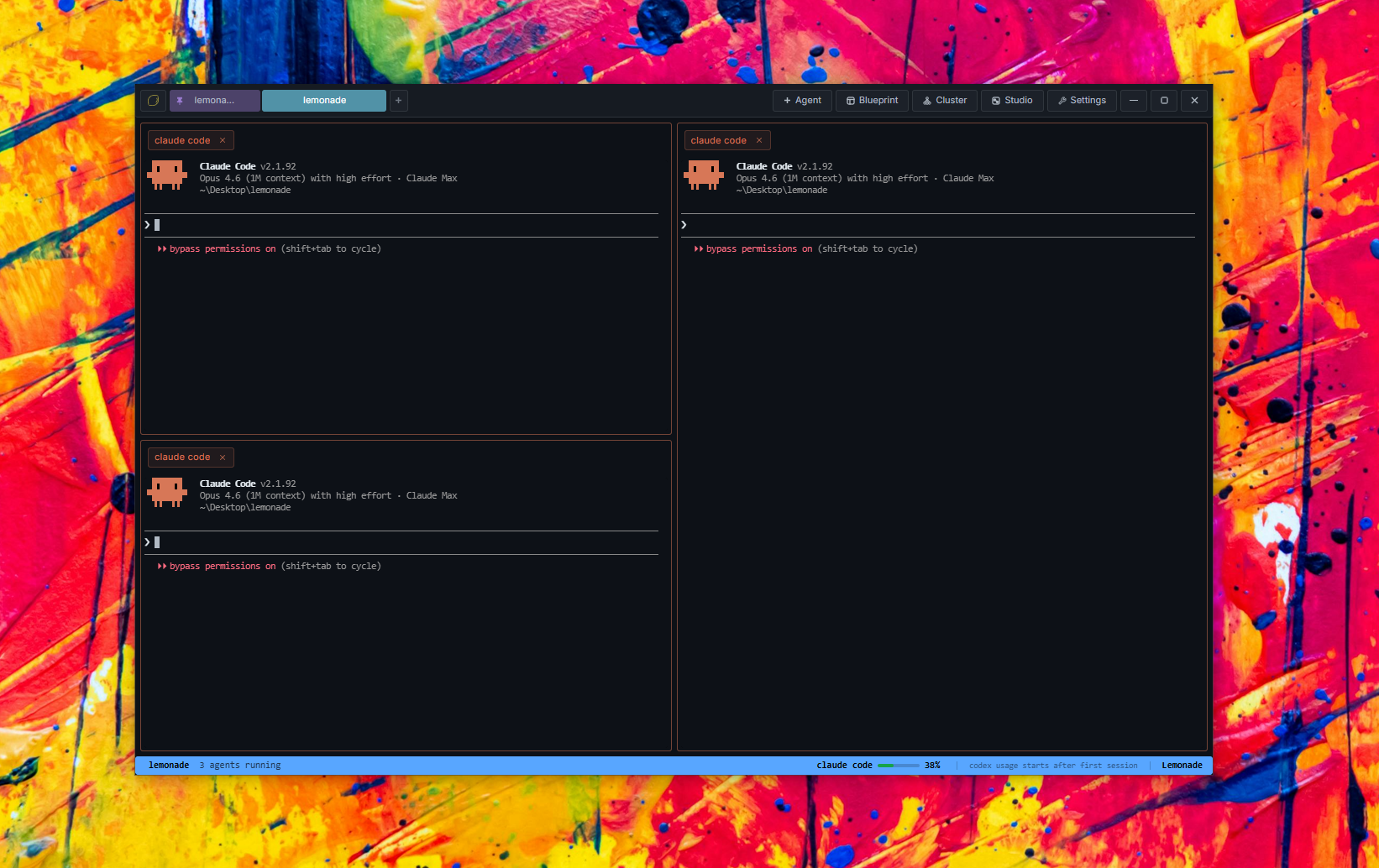 Lemonade — multiple AI agents running