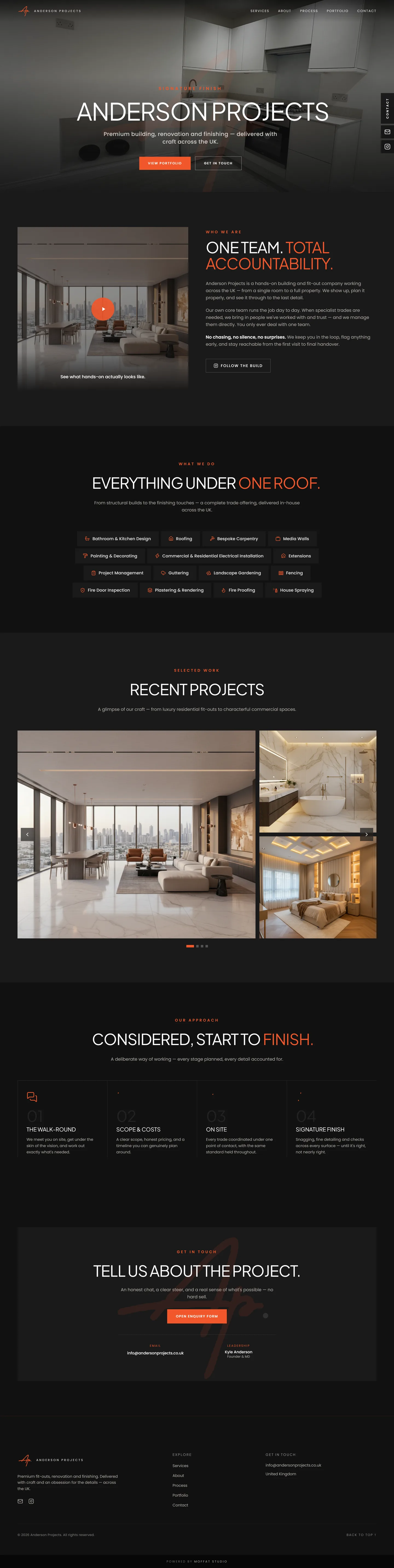 The Anderson Projects portfolio grid of finished residential and commercial spaces